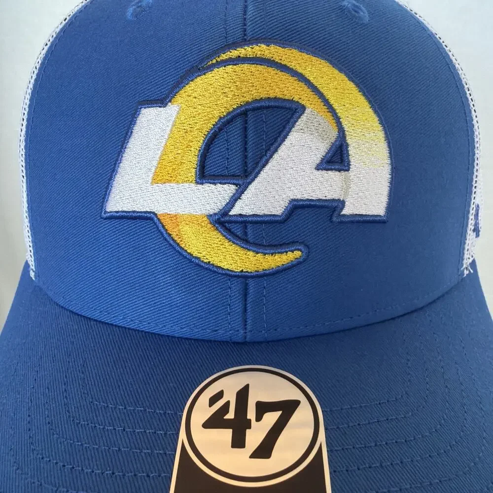 Los Angeles Rams Hat Cap Snap Back Mens One Size Blue White 47 Football Trucker